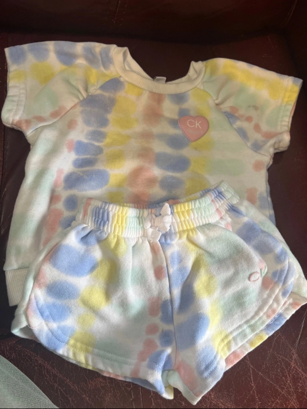 Calvin Klein Kids Pastel Tie-Dye Short Set - Pink/Blue/Yellow